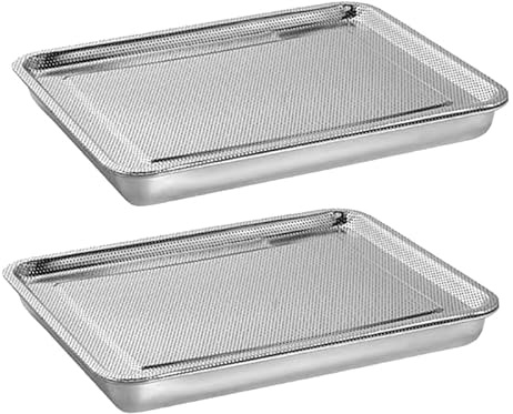 AWAOVV 2 Pcs Stainless Steel Sprouts Growing Kit Trays, Soil-Free Cultivation Germination Tray, Seedling Tray 2-Tier 10.4 Inch Microgreen Growing Kit, Stackable Seed Sprouting Tray with Mesh