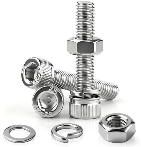 NZNSML 50 Pcs M3 x 25 mm Allen Hex Socket Cap Head Bolts 304 Stainless Steel Nuts and Bolts Hexagon Socket Head Cap Screws with Nuts and Washers Fully Threaded for Machine Repair