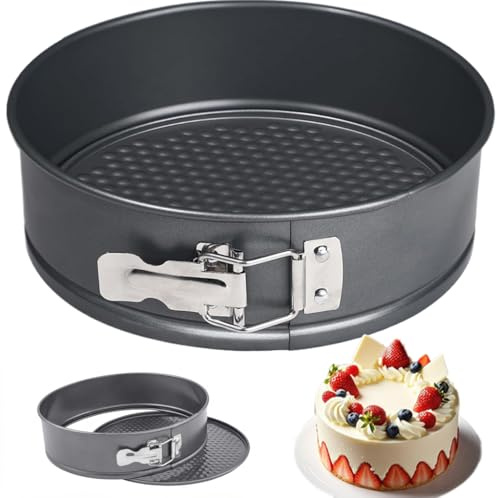 BRIMOREA Molde redondo de 20 cm, redondo, antiadherente, molde para tartas de queso, molde para tartas de queso, tartas, pasteles, pizza, en freidora de aire caliente, airfryer y horno