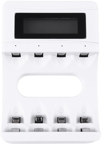 BESPORTBLE Caricabatterie Intelligente a 4 Slot Display LCD per Batterie Ricaricabili Monitoraggio in Reale Controllo Temperatura e Tensione Compatibile per Uso Domestico e Professionale