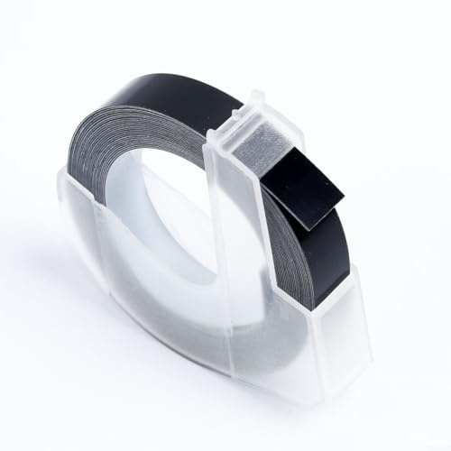 Label Maker Prägeband, 9 mm x 3 m, mehrfarbig für DYMO12813, 12814 und für Motex-Modelle (schwarz)