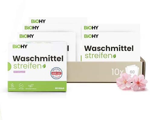 BiOHY Laundry Detergent Sheets with Spring Fragrance (10 x 60 Pieces) | Sustainable Universal Travel Detergent Without Plastic | 100% Biodegradable Washing Paper | Water Soluble Detergent Strips