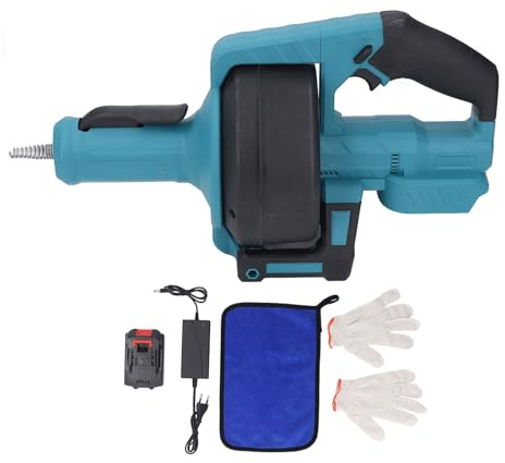Trivella di scarico senza fili con batteria da 21 V 6000 mAh - Serpentina idraulica con cavo flessibile da 7 m per tubi da 3/4 a 2 pollici - Strumento elettrico per pulizia