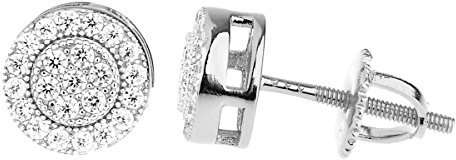 925 Sterling Silber Bling Zirkonia Ohrringe - CLUSTER 8mm