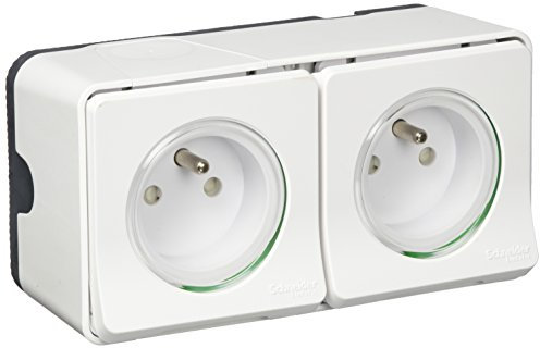 Schneider - Double prise de courant Blanche en saillie étanche - Mureva