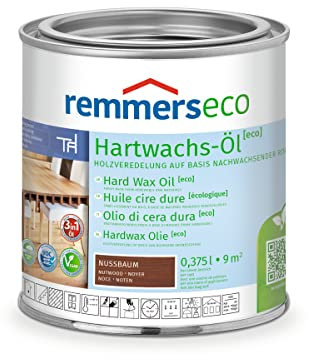 Remmers Hartwachs-Öl [eco] nussbaum, 0,375 Liter, Hartwachsöl für innen, natürliche Basis, Beize, Öl und Versiegelung in einem, nachhaltig, vegan
