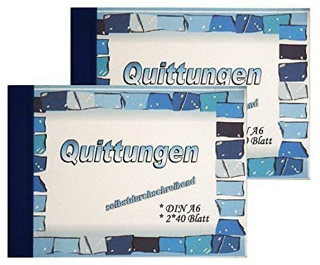 2 x Quittungsblock, A6, selbstdurchschreibend, Quittung, Quittungsbeleg