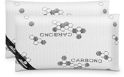 Don Descanso Pack 2 Almohadas de Carbono Activo con Copos Viscoelástica, 70cm, Firmeza Media, Ergonómicas, Adaptables a Cabeza y Cuello, Transpirables, Tejido Strech. Fabricadas en España.