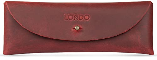 Londo Feder- und Federmäppchen aus echtem Leder im Retro-Stil – Metalldruckknopf, Federmäppchen, Schreibwarentasche