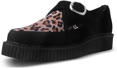 T.U.K. Pointed Creeper Monk Buckle - Zapatos Hombre y Mujer - Color Black Suede and Leopard Print - Talla EU45