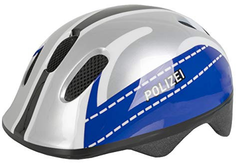 M-Wave Kinder Fahrradhelm Polizei, Farbe: Silber/Blau, 52-57 cm (731042)