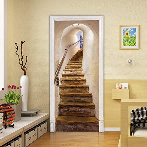VIRANDA 3D Türaufkleber Selbstklebend Türtapete - Treppe - Türfolie Poster Wasserdichte Umweltschutz Tür Stickers 86x200cm