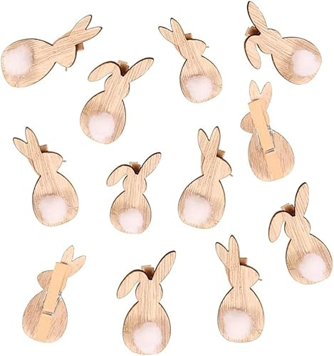 Ostern Holzklammer mit Hase, 30 Stück Osterdeko Clip für Geschenktüten zu Ostern Ostereier, Osterkinder Basteln Dekoration