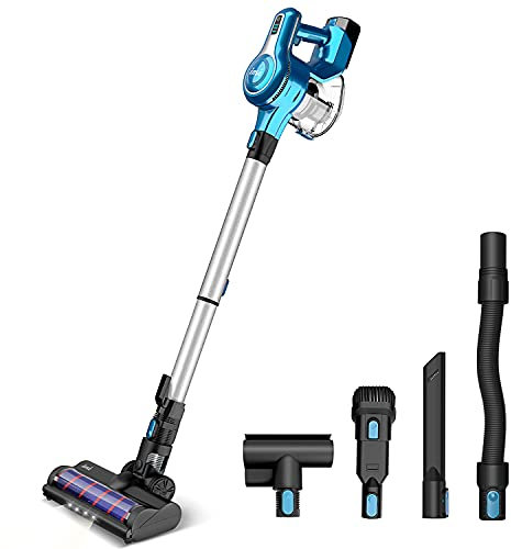 INSE Aspirapolvere Senza Fili 25 KPA Fino a 45 Minuti di Autonomia, 10 in 1, Con Batteria Rimovibile da 250 W, Grande Scatola Antipolvere da 1.2 L [Classe di efficienza energetica A+++]