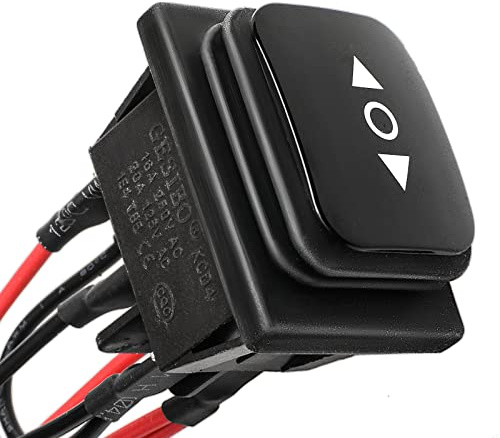 QTEATAK DC 12V 10A 6 Pin 3 Position (ON)-Off-(ON) AC 110V-220V Waterproof Momentary Polarity Reverse Switch Motor Control Black Boat Rocker Toggle Switch with Wire KCD4-223-QT