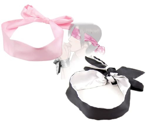 OnundOn Satin Augenbinde erotische Schlafmaske Bondageschal Doublé Erotik Fetisch Augenmaske Sexy 2 Stück Schwarz+Weiß und Rosa
