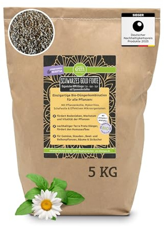 EM-Chiemgau® Organischer Bio Universal Langzeitdünger [Terra Preta] Dünger mit Pflanzenkohle, Mykorrhiza & EM - für alle Pflanzen – Fördert Humusaufbau & Bodenfruchtbarkeit (5 kg)