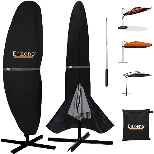 Enzeno Ampelschirm Schutzhülle 3M,Abdeckung für Ø 300cm / 300x300cm Ampelsonnenschirm Wetterfeste,Sonnenschirm Hülle,Ampelschirm Abdeckhauben Abdeckplane Winddicht(265×40/70/50cm)