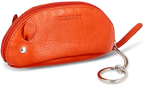 MANAGE Schlüsselmaus Schlüsseletui Schwarz aus Echtleder - Schlüsseltasche für Damen Herren - Gadget Schlüsselmäppchen Kinder - Große Farbauswahl