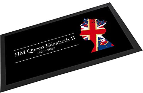 HM Queen Elizabeth II 1926-2022 Floral Union Jack Memorial Keepsake in Remembrance RIP – Tapis de couloir pour bar à domicile