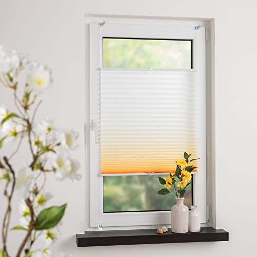 Homelia Plissee mit Farbverlauf, Blickdicht, inkl.Klemmträgern, Montage ohne Bohren, Breite: 100 cm/Länge: 130 cm, Farbe: orange