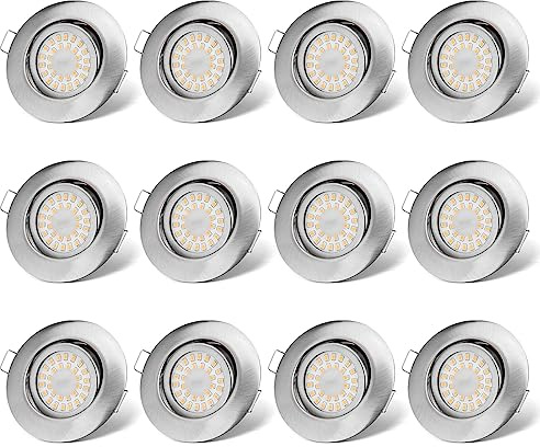 LED Einbaustrahler 230V Flach Dimmbar LED Spots 3 stufe Dimmbar 6W IP44 Bad Einbauleuchten Deckenspots Deckenstrahler,Warmweiß 3000K Schwenkbar Einbauspots für Badezimmer Küche Wohnzimmer,12er Set