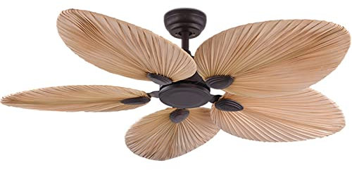 NOWLIN Southeast Asia Fan Lamp, Palm Leaf Fan Lamp for Living Room Bedroom Dining Room (52in)