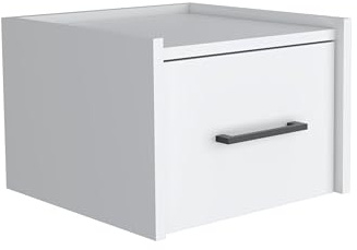 Tuhome Boa Floating Nightstand, Wall-Mounted Single Drawer Design with Handle- White