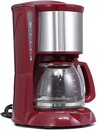 CUNTO Machine à café 2L 8-12 tasses 220 V, cafetière goutte à goutte avec bouilloire en verre, filtre à poudre de café, théière isolante anti-goutte (couleur : A)