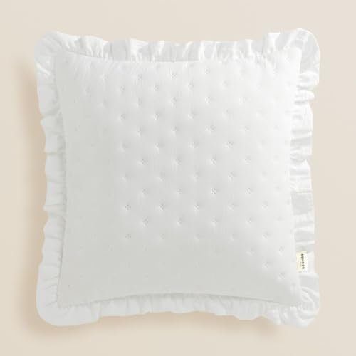 ROOM99 Molly - Funda de cojín Decorativa (45 x 45 cm), diseño de Flores, Color Blanco, 1 Unidad