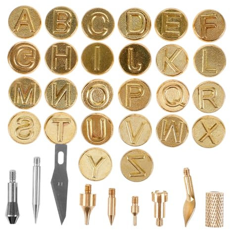 Operitacx Brandmalspitzen mit Alphabet Motiven für Holz und Karte aus Lötspitzen Material Formstabil zum Schreiben von Wörtern bei Geburtstags und Weihnachtsgeschenken