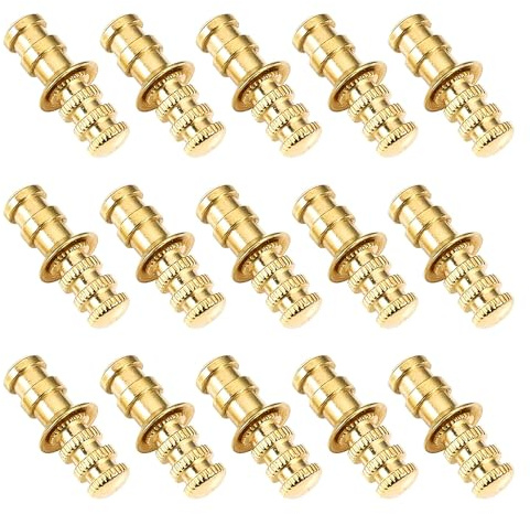 Sarini 15 Pcs Table Pin Sets, Zinc Alloy Table Leaf Dowel Pins with Sockets, Gold Table Bolt Sleeve Connectors Table Top Leaf Alignment Pins (Dia.0.3)