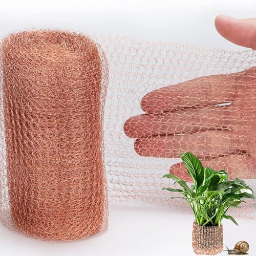 TZZRMO 12.7cmx6m Reines Kupfernetz, Schneckenzaun Kupfergeflecht, Kupferband Gegen Schnecken, Kupfer Mesh Rattenfallen für Garten Schädlingsbekämpfung und zur Abwehr von Gewürm -100% Kupferdraht