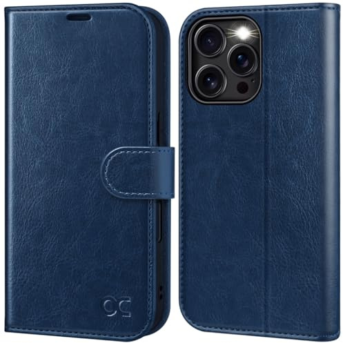 OCASE for iPhone 16 Pro Max Case, PU Leather Wallet, Blue | Magnetic Flip Folio Cover with RFID Blocking, Card Holders, Shockproof TPU, and Kickstand for 6.9 Inch iPhone 16 Pro Max