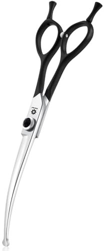 Dream Reach 6.5 Zoll Profi Gebogene Hundeschere Fellschere Hunde Schere mit Ergonomischer Griff 440C Edelstahl Sicherheit Fellschere für Hund Katzen Schneiden Schwarz