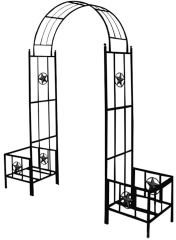 Rosenbogen mit Pflanzkasten Gartenbogen für Kletterpflanzen Schwarz Rankbogen HxB 228x204 cm Garten Pergola für Hinterhof,Terrasse Verrottungsresistent