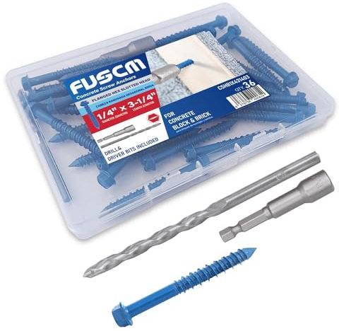 FVSCM 1/4 x3-1/4 Slotted Hex Concrete Screws Anchor for Concrete36pcs/box