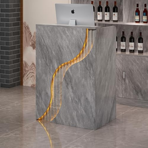 YVZYLXH Empfangstheke,Verkaufstheke,Empfangstresen,Rezeption-Tisch,Rezeptionsmöbel, Kassentheke, moderner Empfangstresen for Lobby, Büro, Schönheitssalon(Gray,60X40X96CM)