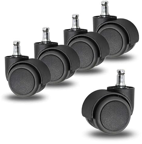Sedus Netwin Rollen für Hartböden, Stuhlrollen Ersatzrollen Sicherheits-Doppellaufrollen für Drehstuhl Ersatz, Stift 11 mm, 5er-Set