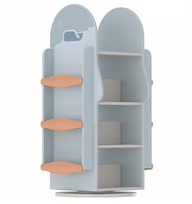 GLigeT Bücherregal Whale Massivholz-drehbares Bücherregal, 360-Grad-Bücherregal, vertikaler Bilderbuchregal-Lesebereich for den Haushalt Bücherturm