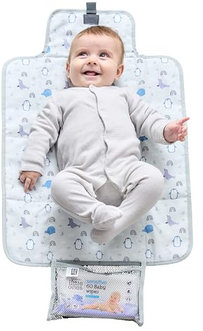 Polar Gear Baby-Wickelunterlage, tragbare Reise-Wickelunterlage für 0–3 Jahre | Wasserdicht, faltbar, gepolstert, Netz-Aufbewahrungstasche, leicht zu reinigen, leicht, reisefreundlich, mit Tasche