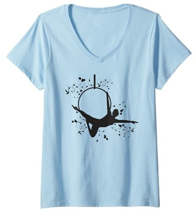 Damen Aerialist Colorsplash Aerial Ring Kinder Lyra Aerial Hoop T-Shirt mit V-Ausschnitt