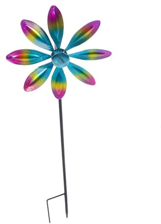 KONTONTY Wetterfeste Metall Windmühle Gartenstecker Große Dekorative Windspirale Für Terrasse Rasen Blau Und Langlebige Gartendeko Mit Einfachem Aufbau Für Außenbereich Und Rasenflächen