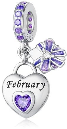 Aurevella Colgante de Plata de ley 925 con Forma de Corazón y Piedra Natal, Compatible con Pulseras y Collares Europeos. Joyería Para Mujer