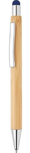 GFD RIP 50 Penne Personalizzate con Scritta e Logo - Penna Touch in Bamboo con Incisione Laser, Idea Personalizzabile Ufficio, Inaugurazioni, Fiere, Gadget Promozionali (50 Penne Blu)