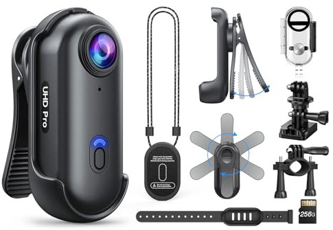 BOBLOV W4 4K Body Camera, Wearable 256GB Mini Body Cam with Waterproof Case, Magnetic Lanyard, 120 Minutes for Recording, Easy to Use for Lecture, Traveling, Pet Walking (256GB 4K Waterproof)