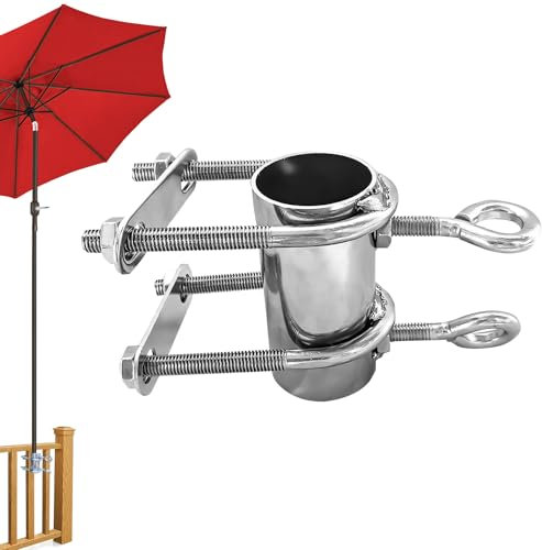 Sonnenschirmständer, Schirmständer Sonnenschirm Balkon, Sonnenschirmständer Balkongeländer, Sonnenschirmhalter aus Metall, Feste Clip Halterung Schirmständer für Balkon, Terrasse, Tisch, Camping (B)