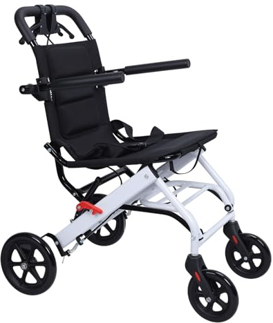 Saterkali Ultra-Lightweight 13.66lbs Foldable Transport Wheelchair for Seniors Portable Aluminum Travel Wheelchair Support 180lbs Easy Travel Light Weight,Folding Collapsible,Fast Arrival A