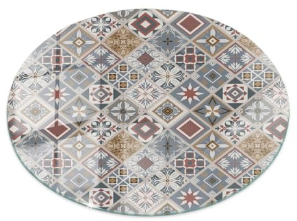 Wallfluent Tablero de Vidrio ⌀ 80 cm Placa de Seguridad Bordes Pulidos Sostenible Instalación Rápida Protección contra Daños Vidrio Fácil Limpieza - Mosaico con Adornos