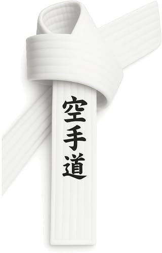 TEKKA BUDO Karategürtel Weiß bestickt - Karate Do Schriftzeichen jananisch - Weißgurt mit Kanji Bestickung